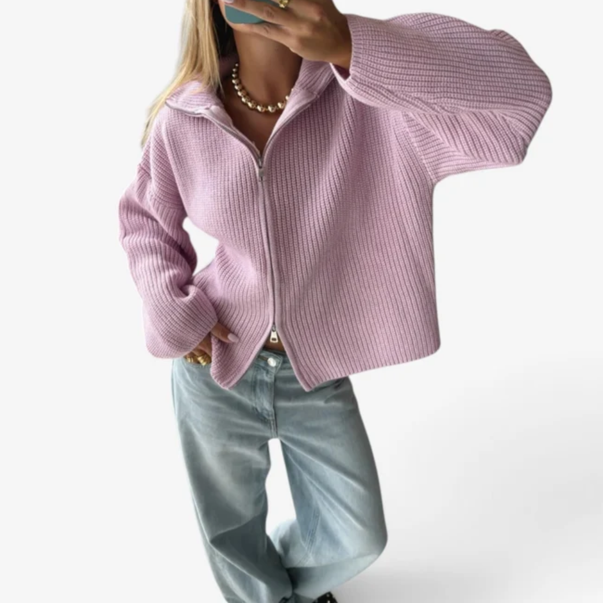 Valerie™ Cropped Zip-Up Cardigan
