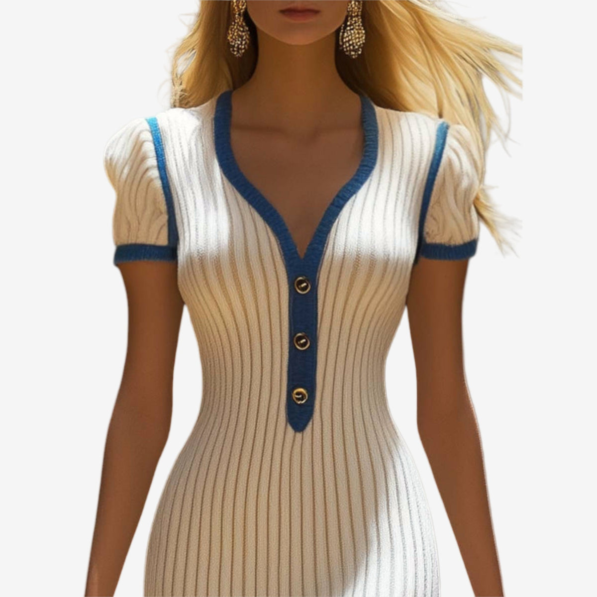 Élara™ Contrast Trim Midi Dress