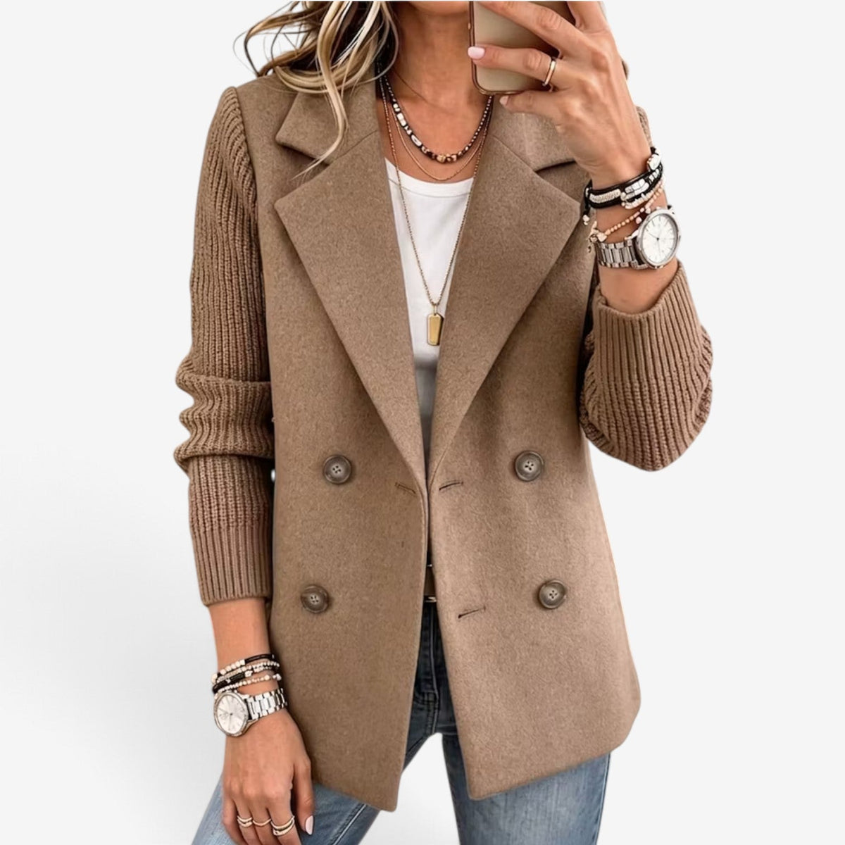 Claudine™ Double-Breasted Knit Blazer