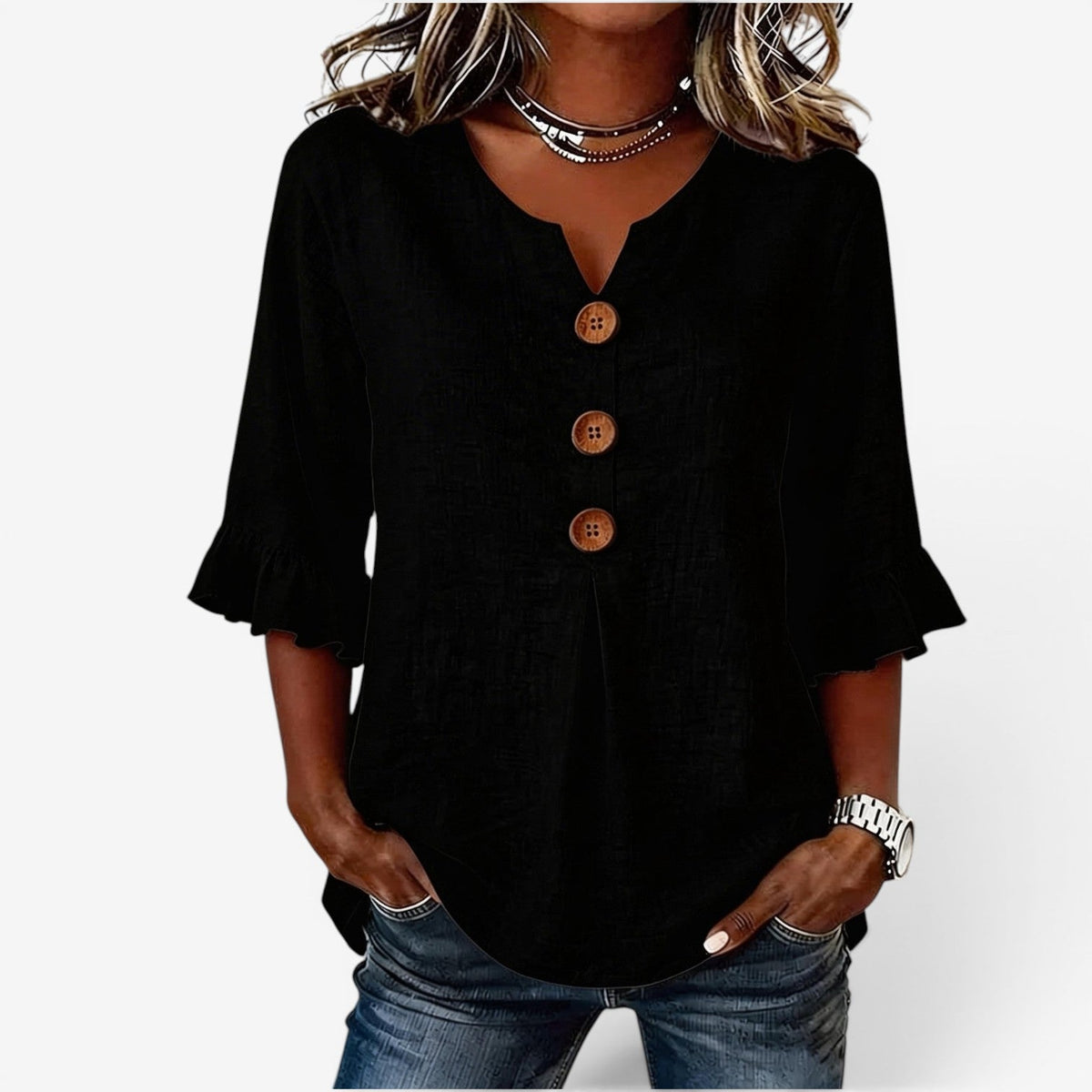 Ane™ Flared V-Neck Top