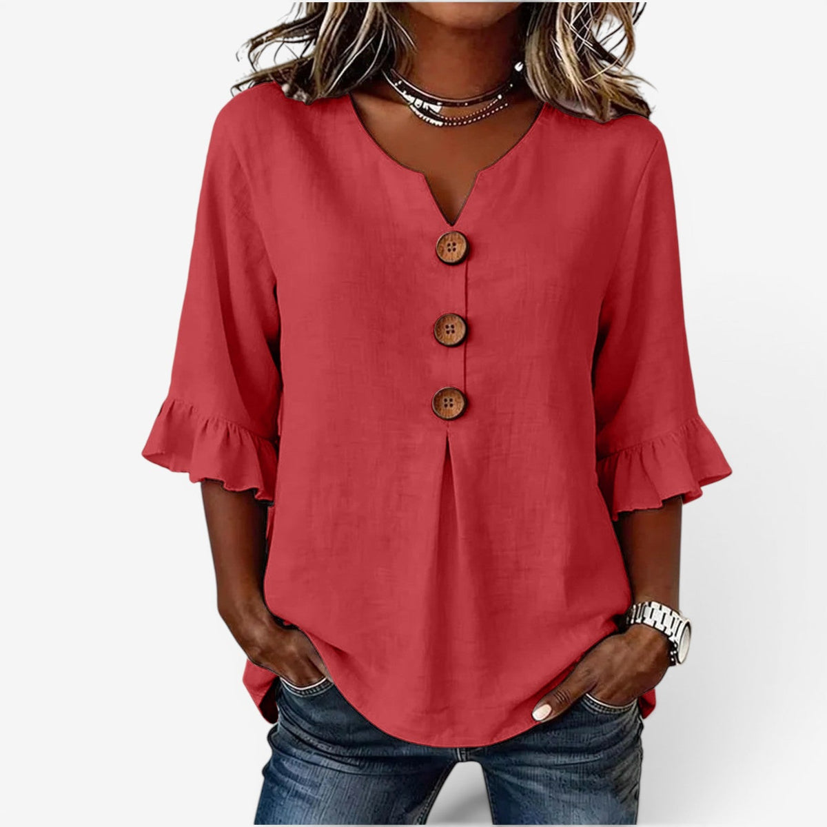 Ane™ Flared V-Neck Top