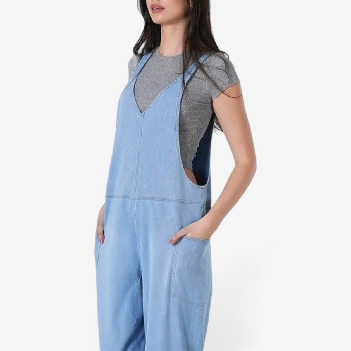 Zelah™ Denim wide-leg overalls