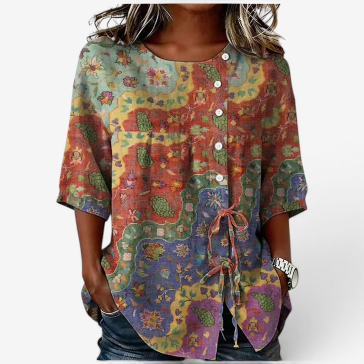 Melena™ Embroidered linen blouse