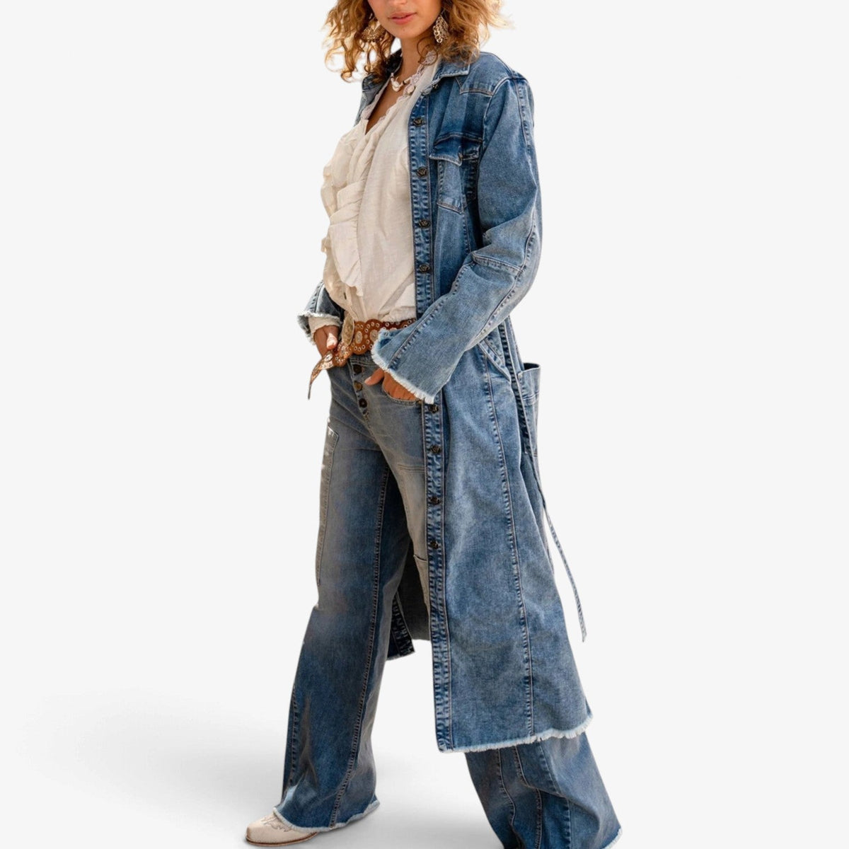 Lea™ Longline Belted Denim Dress