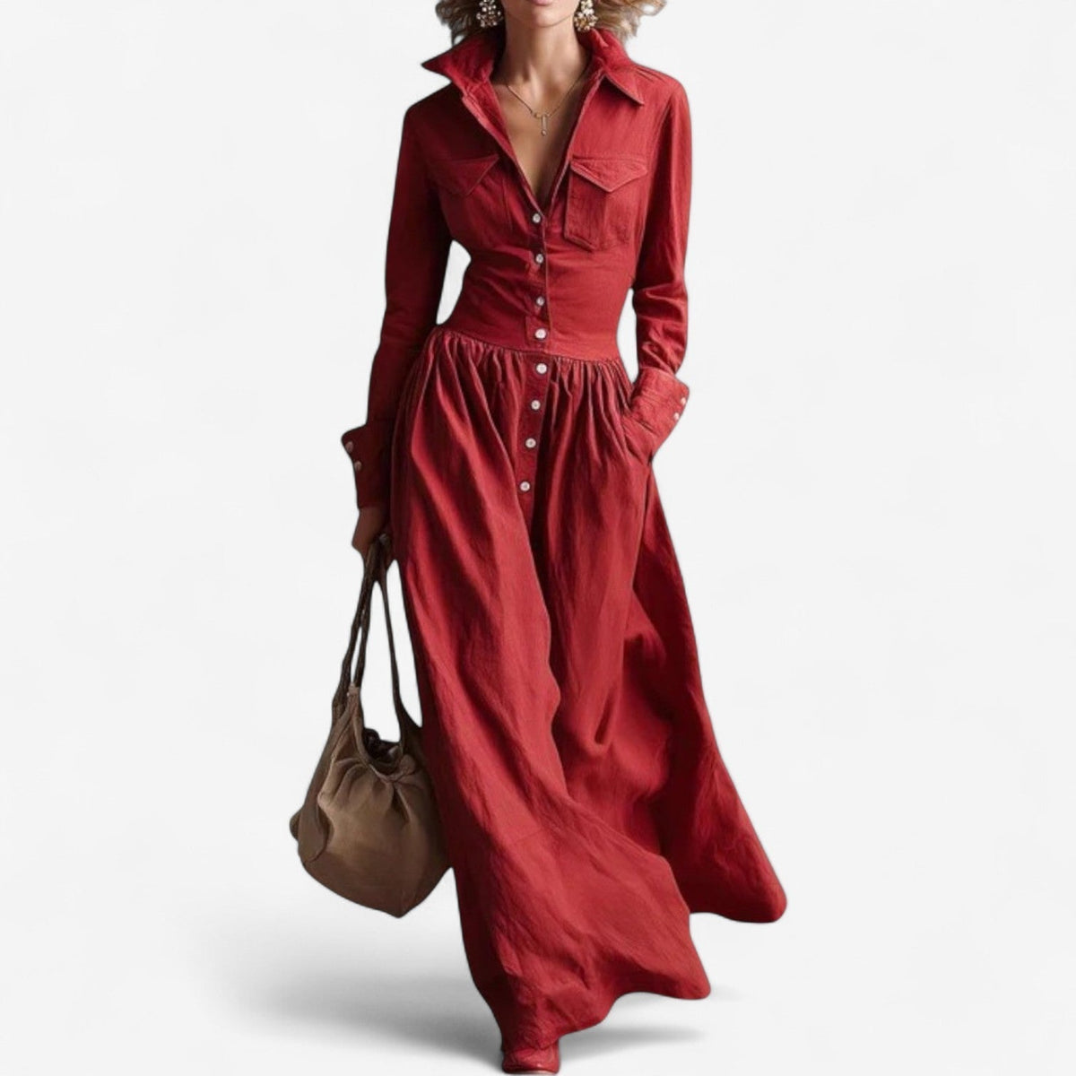 Janine™ Elegant Button-Down Dress