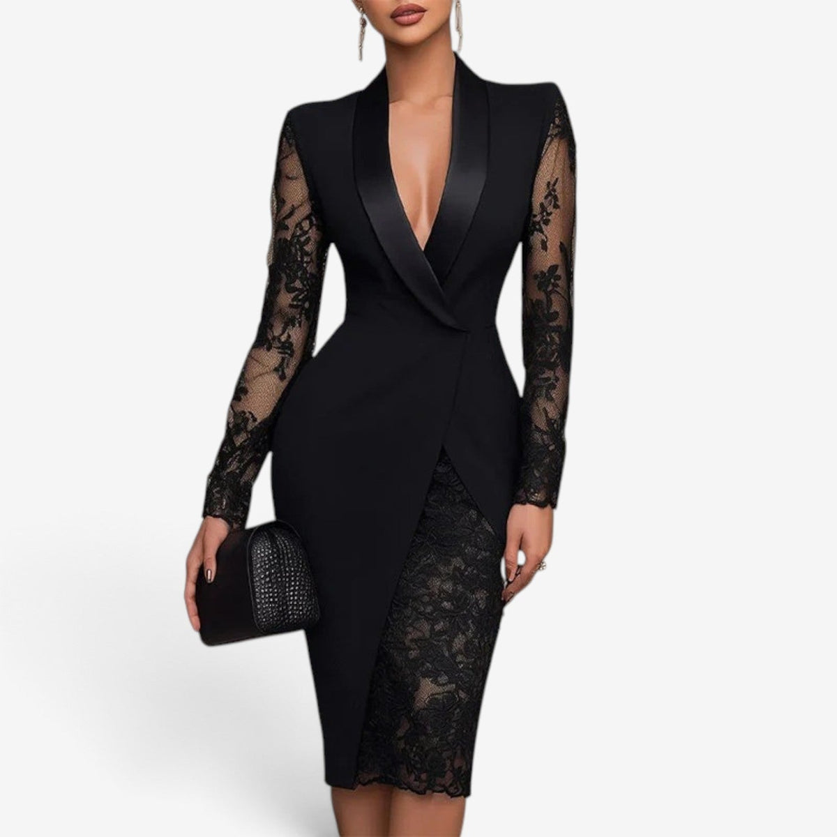 Valentina™ Lace-Sleeve Blazer Dress