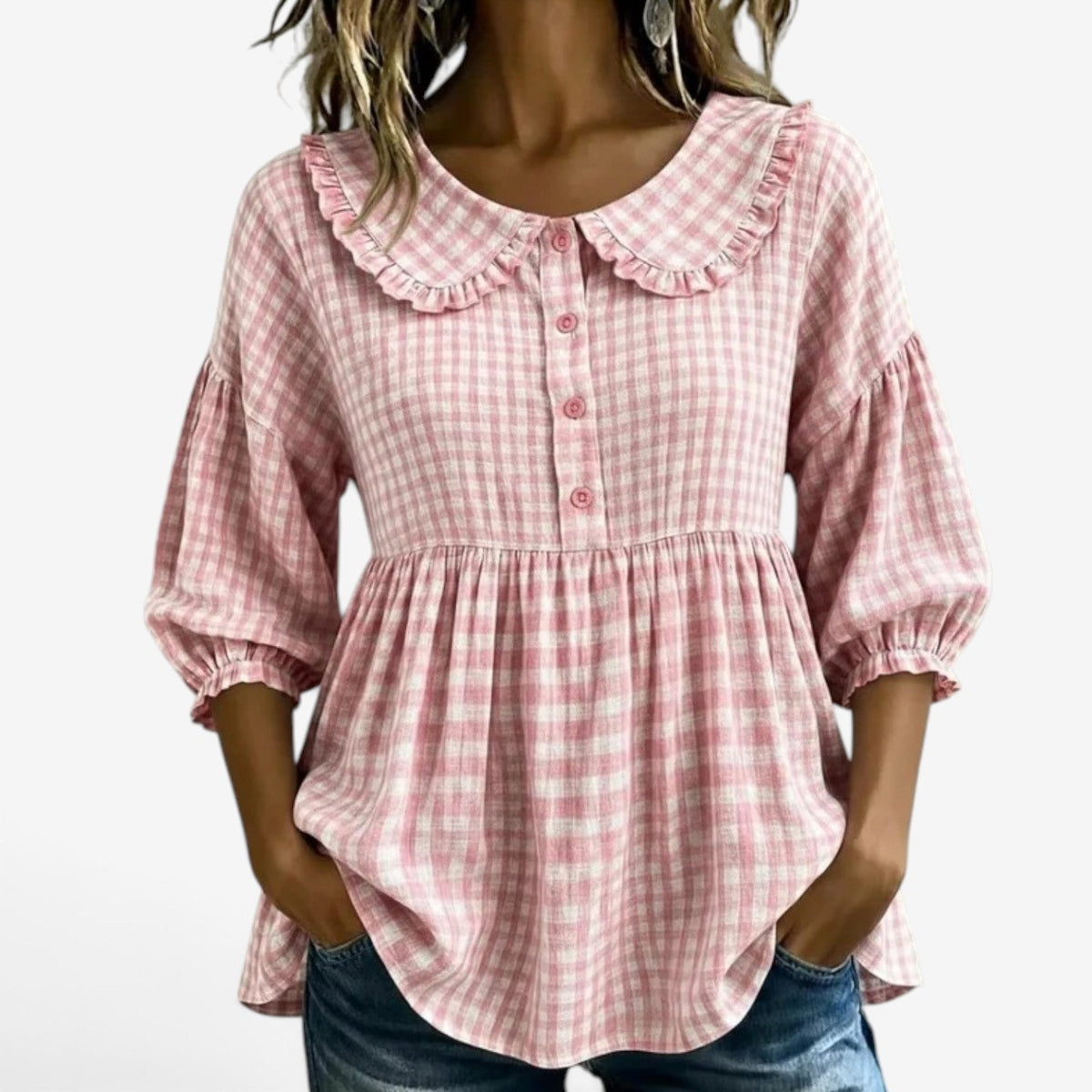 Adella™ Ruffled collar peplum blouse