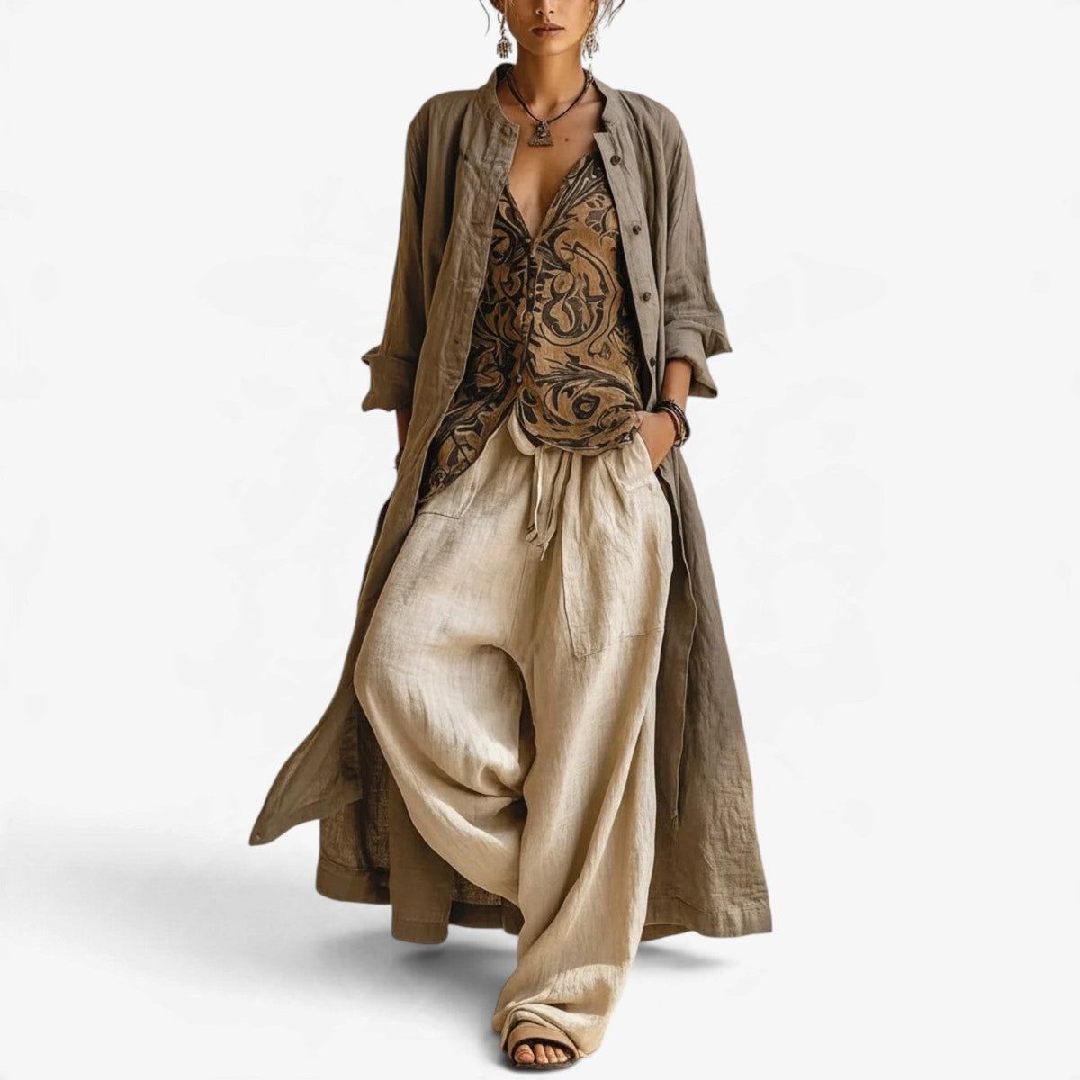 Sabine™ Linen Duster Wide-Leg Set