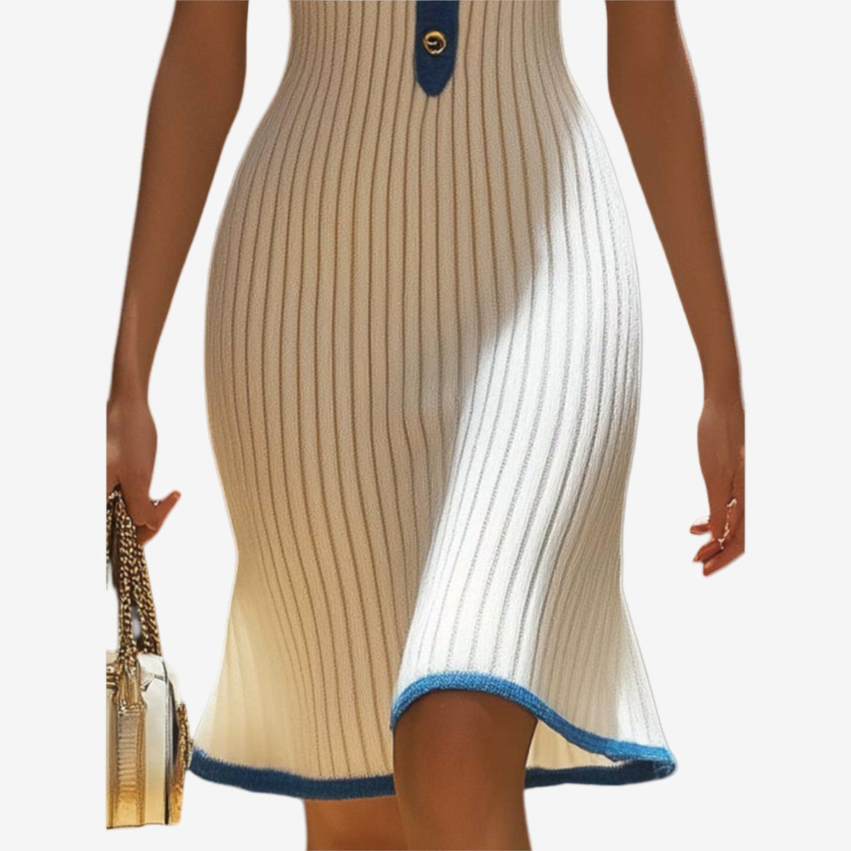 Élara™ Contrast Trim Midi Dress