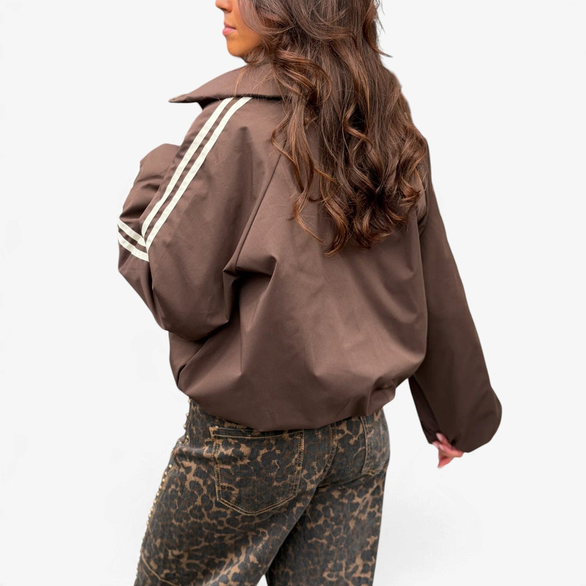 Clarisse™ Striped Sleeve Bomber Jacket