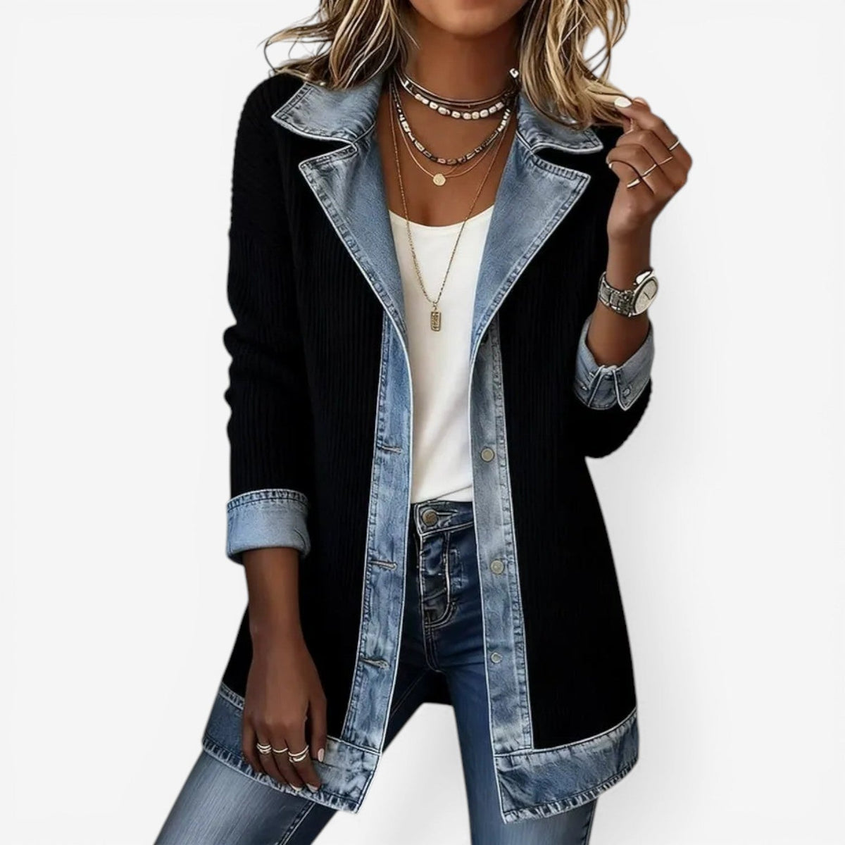 Emilia™ Mixed Media Denim Jacket
