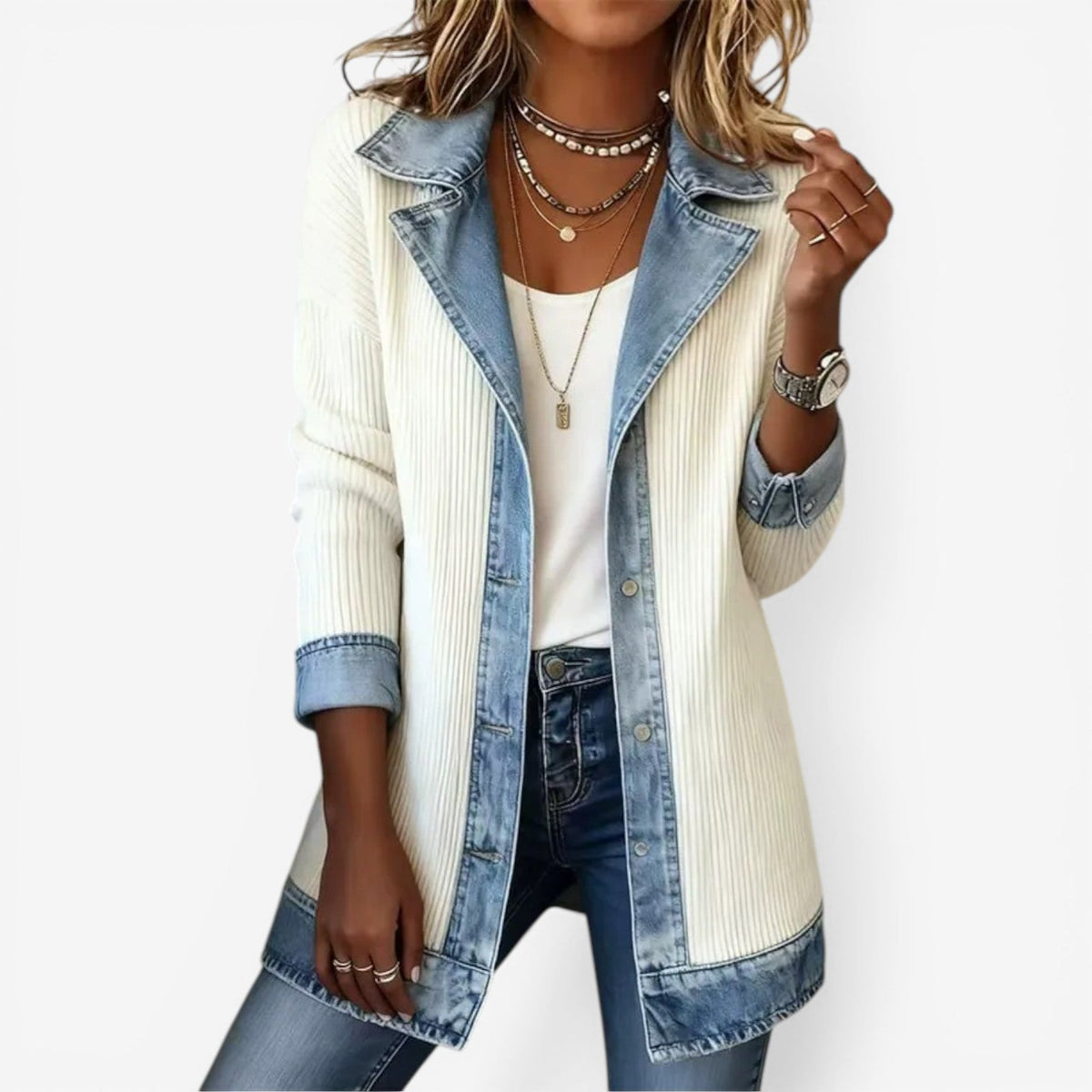 Emilia™ Mixed Media Denim Jacket