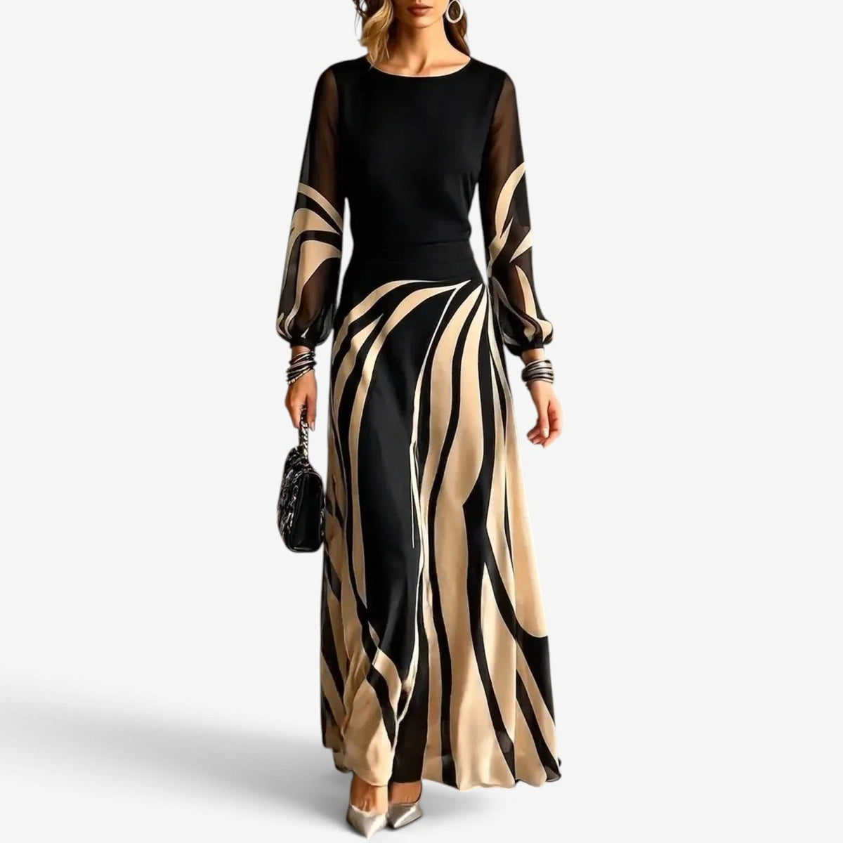 Roxane™ Abstract Flowy Evening Gown