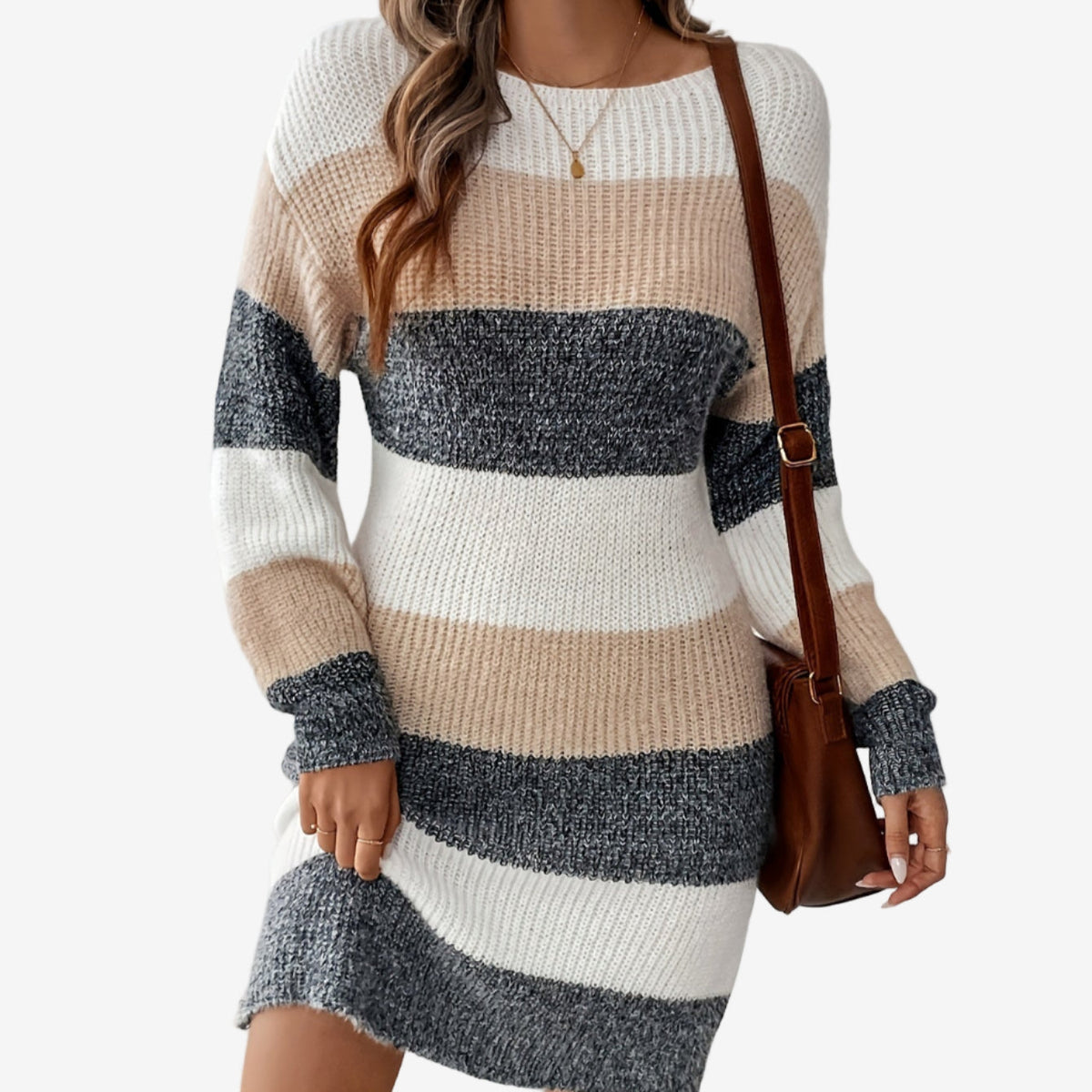 Elestte™ Striped Sweater Dress