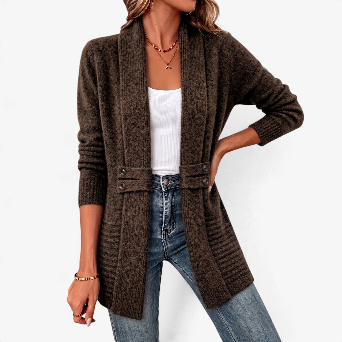 Briar™ Belted-Tab Open Cardigan