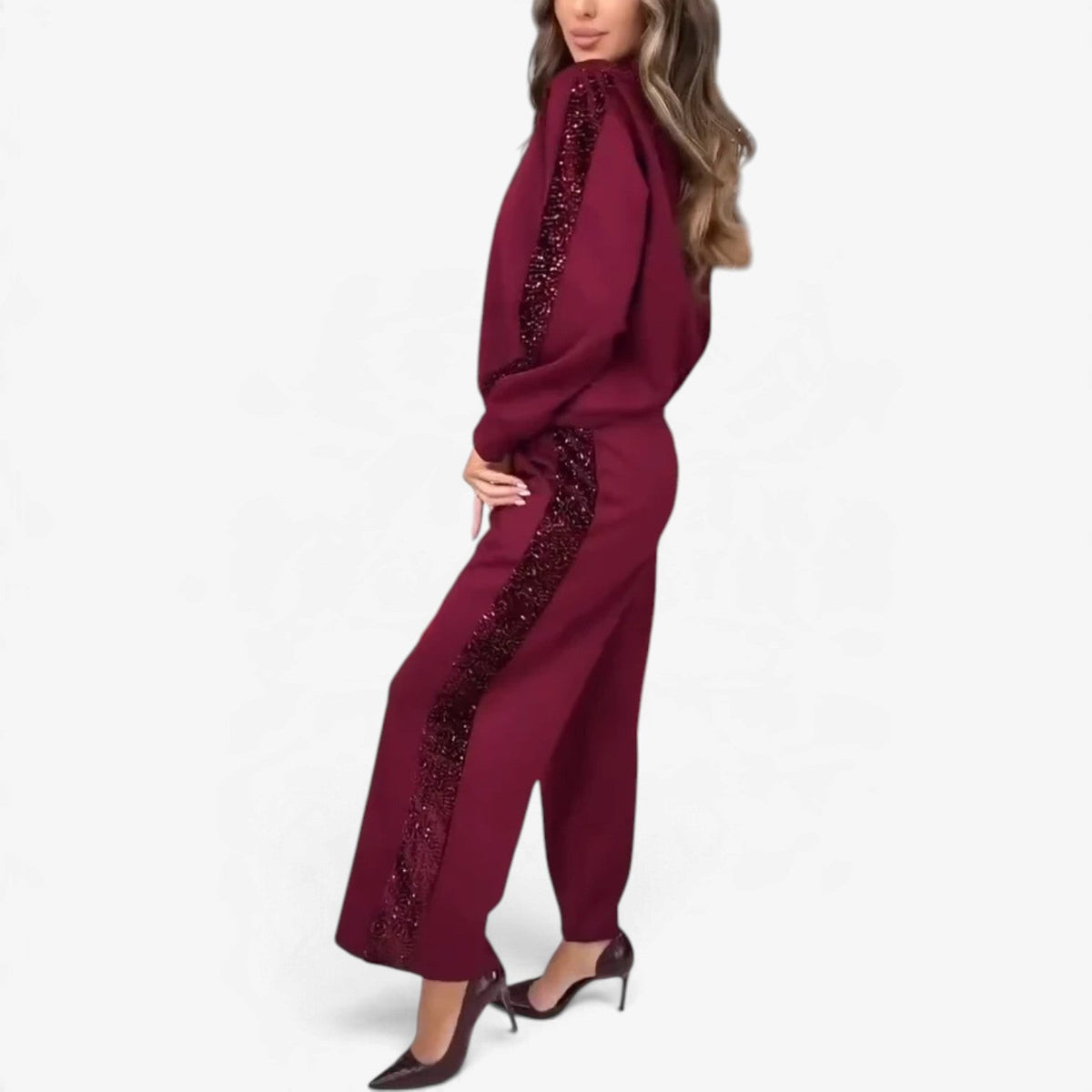 Elara™ Sequin Trim Lounge Set