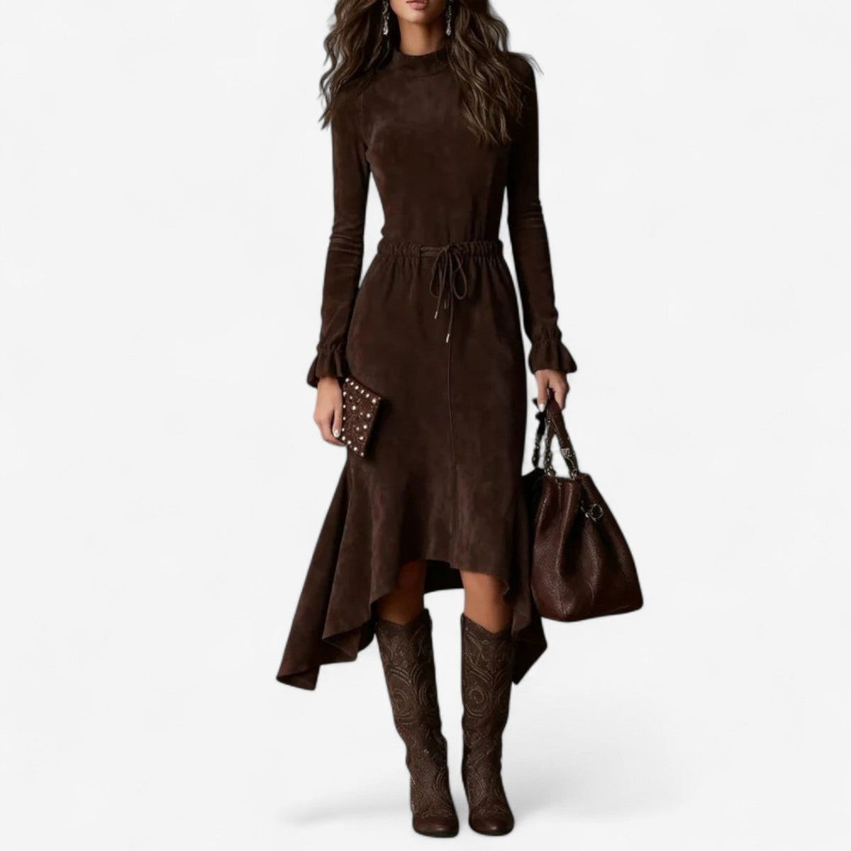 Silvia™ Asymmetrical Chocolate Dress