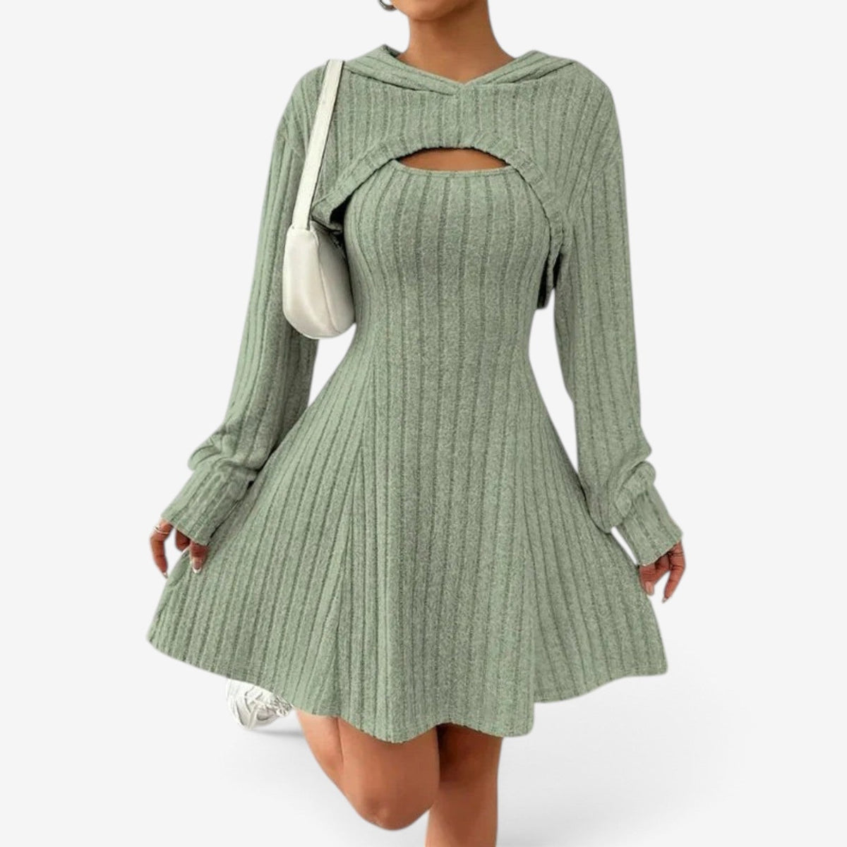 Vivian™ Ribbed Cutout Sweater Dress