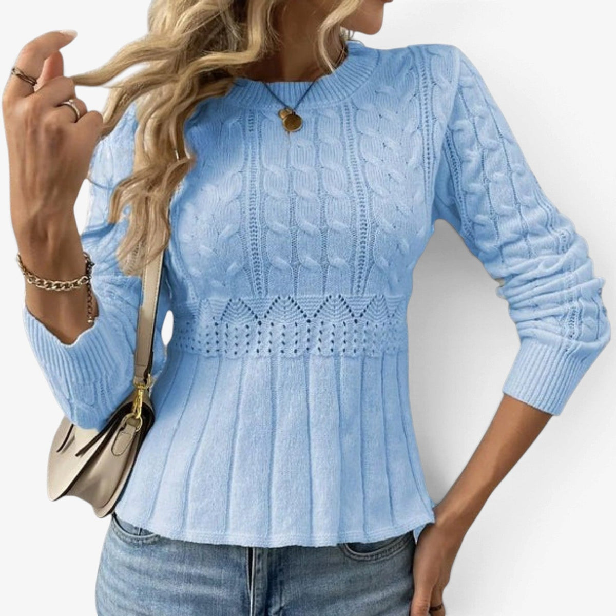 Philippa™ Cable-Knit Peplum Sweater
