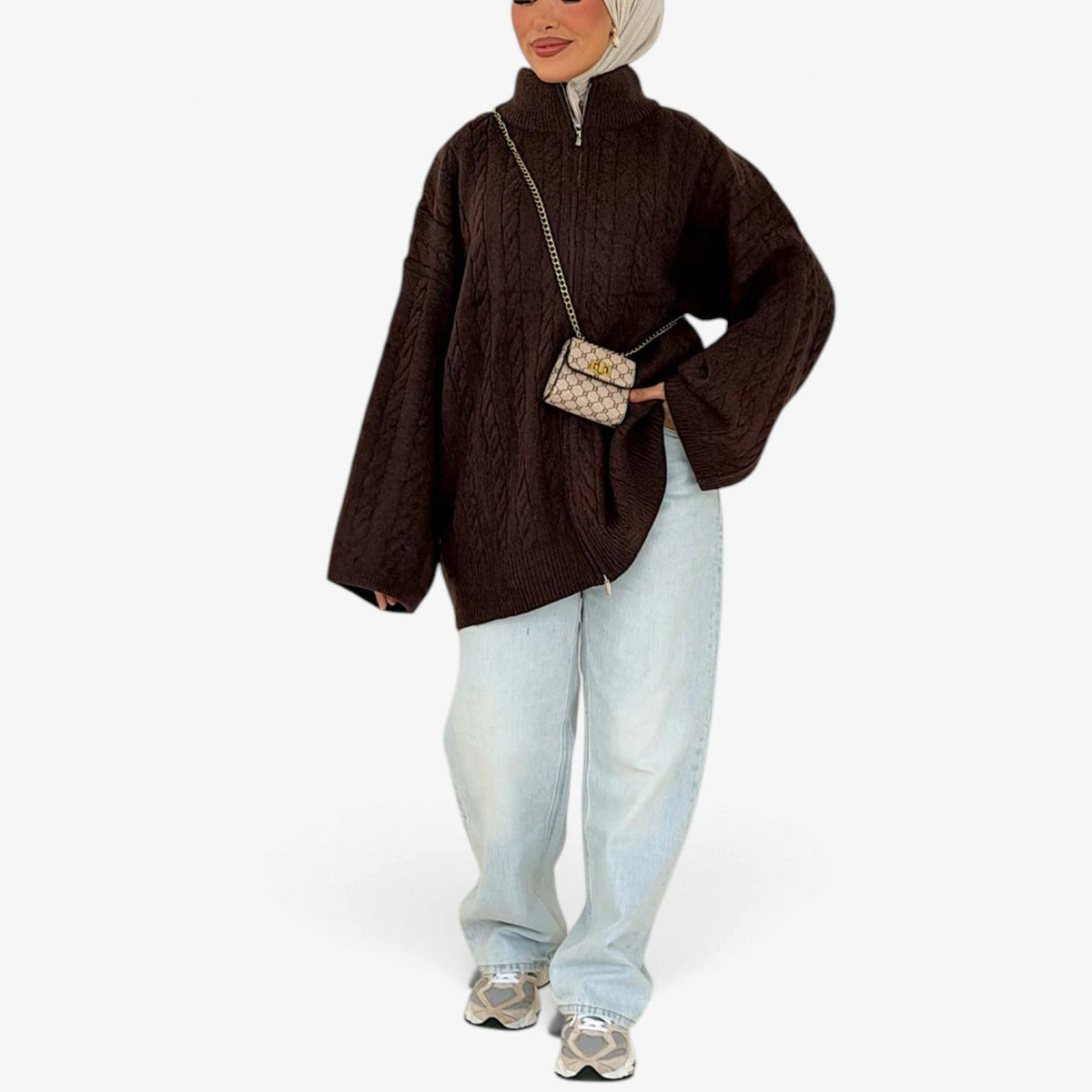 Florine™ Textured Half-Zip Knit Sweater
