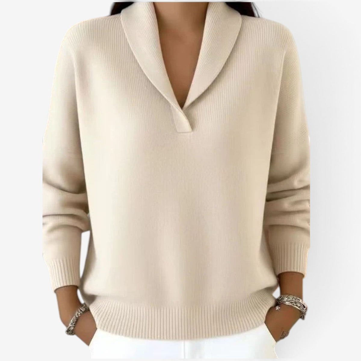 Kaira™ Shawl collar knit sweater