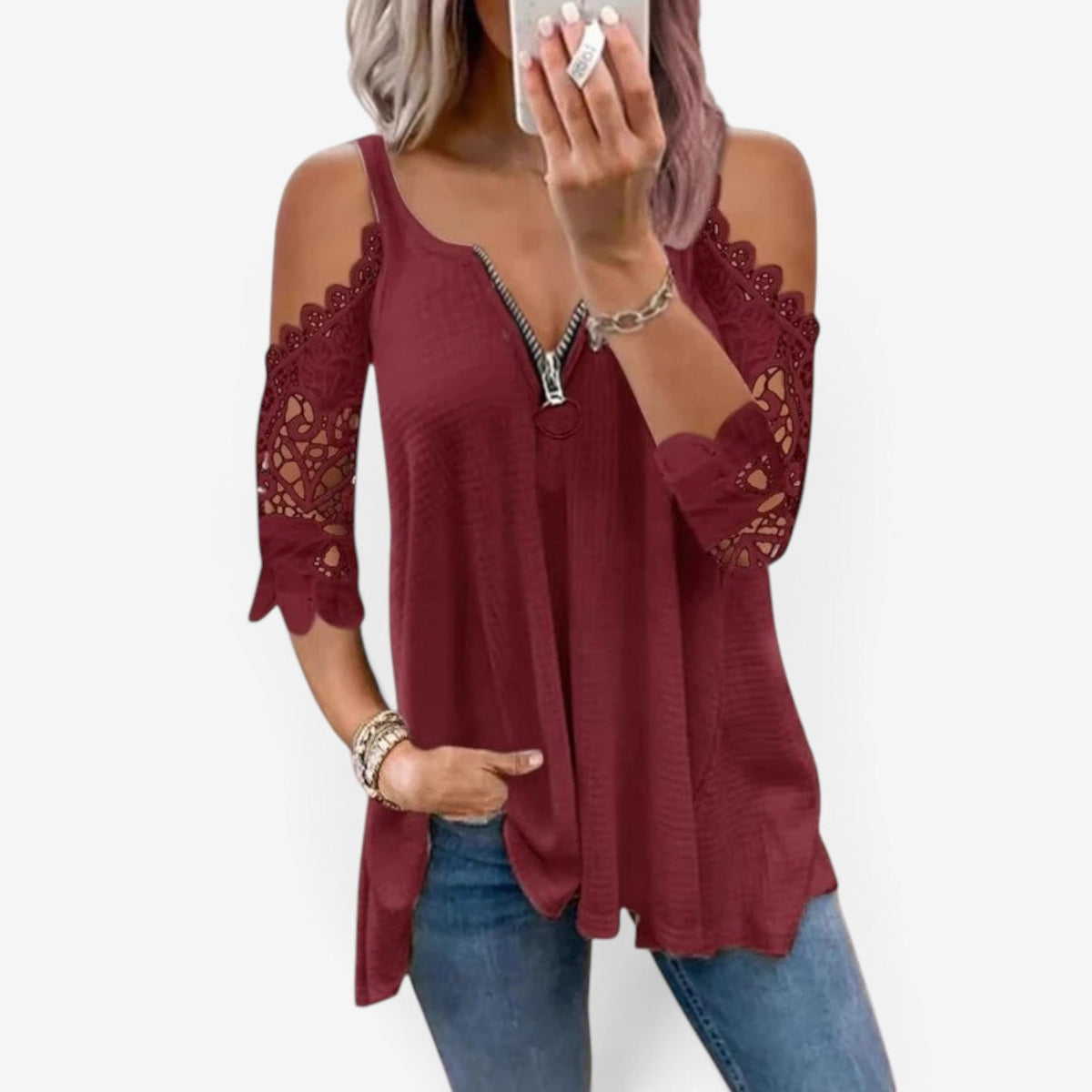 Deliah™ Lace sleeve blouse