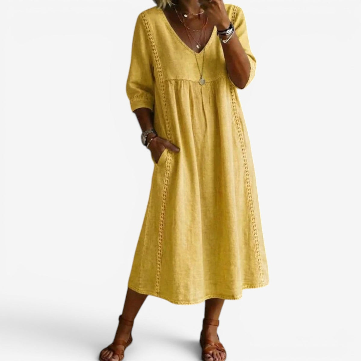 Carolline™ Summer dress with embroidery