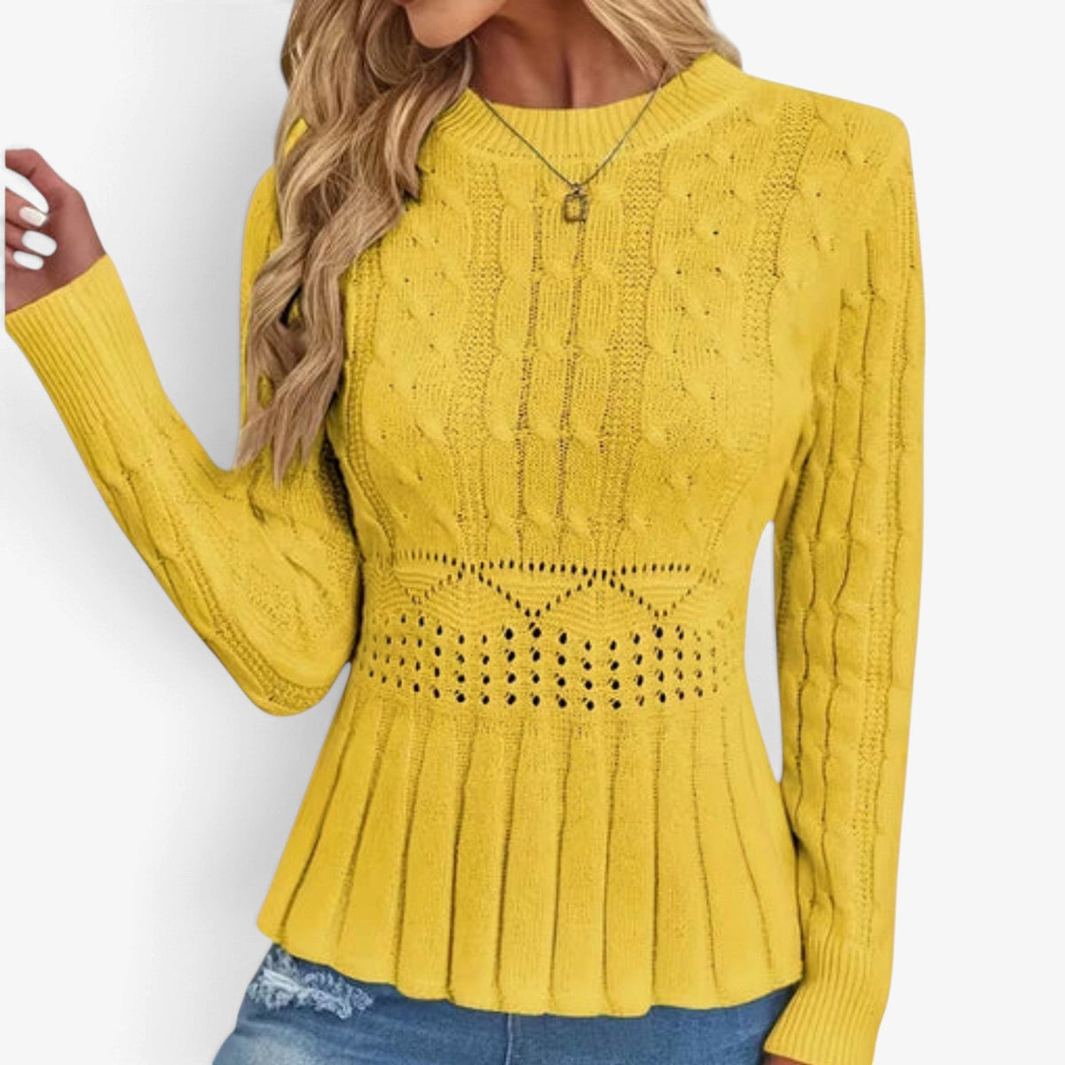 Philippa™ Cable-Knit Peplum Sweater