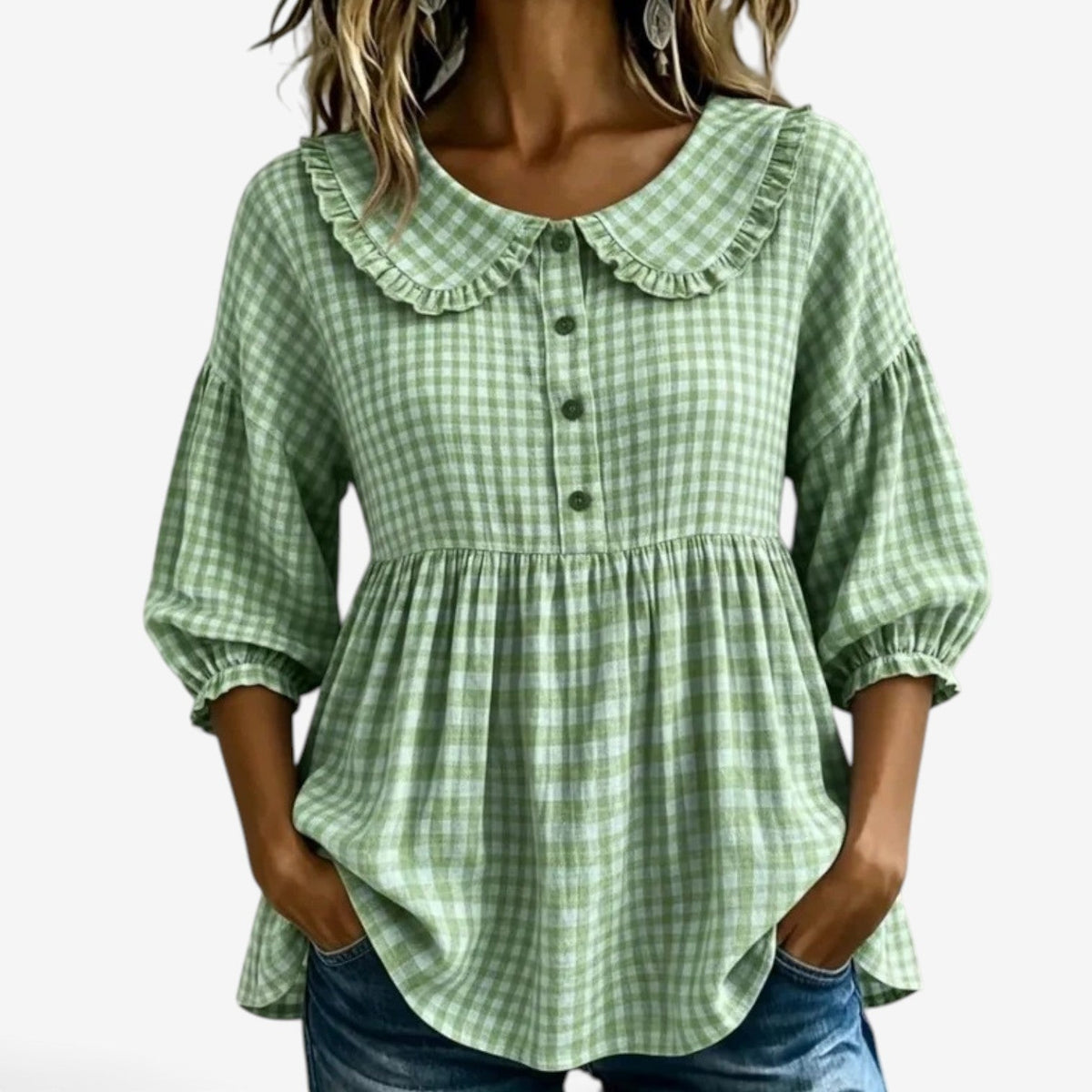 Adella™ Ruffled collar peplum blouse