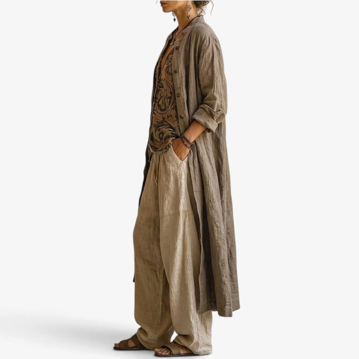Sabine™ Linen Duster Wide-Leg Set