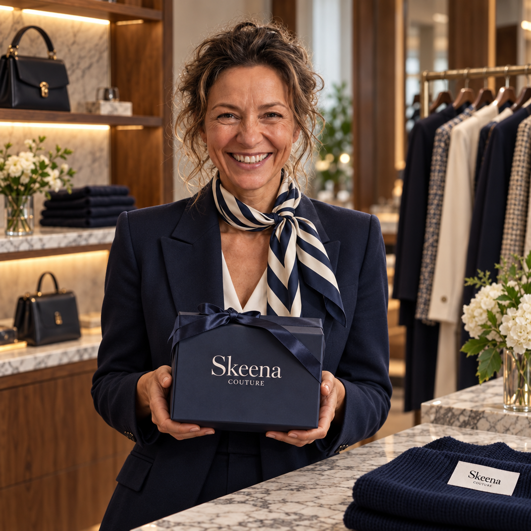 Customer with a Skeena Couture gift box